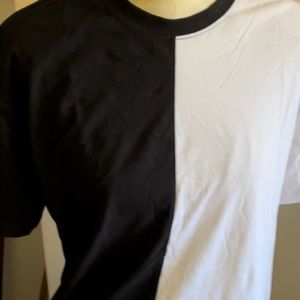 Hot Topic color block half and half T shirt Size Large black and white